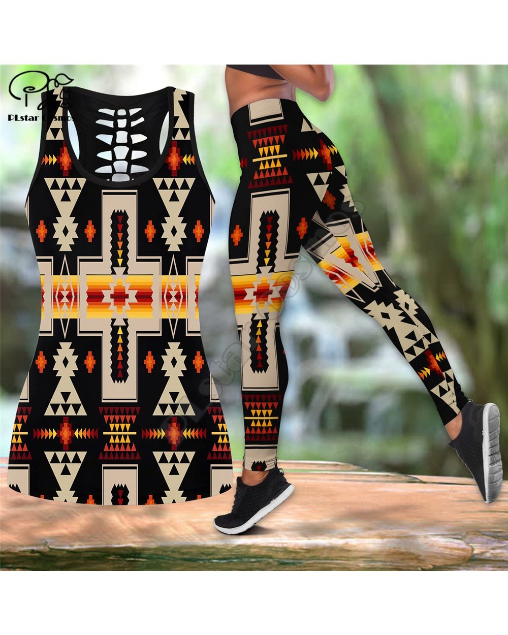 Workout Pants geometry Dreamcatcher 3D Printed Hollow Tank Top sexy Yoga Suit Fitness Soft Legging front-3