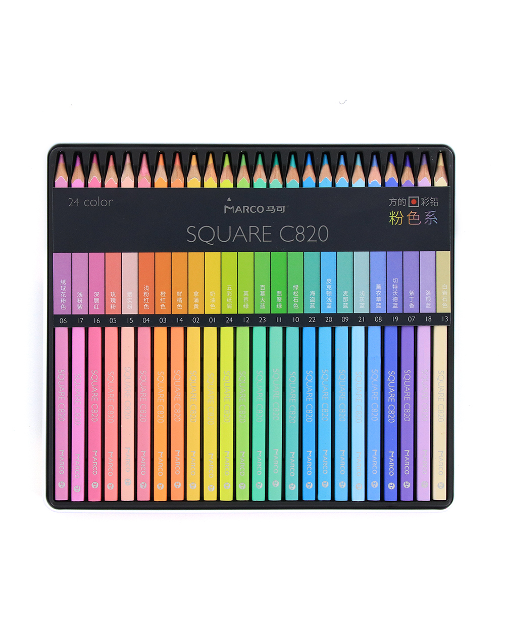 Marco 12/24 Colors New Soft Trendy Pastel Colors Non-Toxic Color Pencil Colour Pencils Set For Coloring School Art Supp front-3