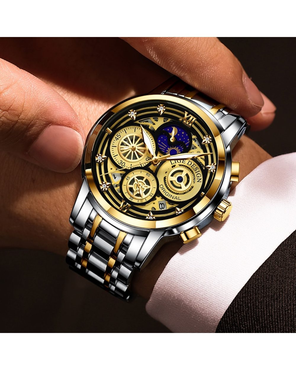 New Fashion Men Watch Calendar Stainless Steel Top Brand Luxury Sports Chronograph Quartz Watch front-4