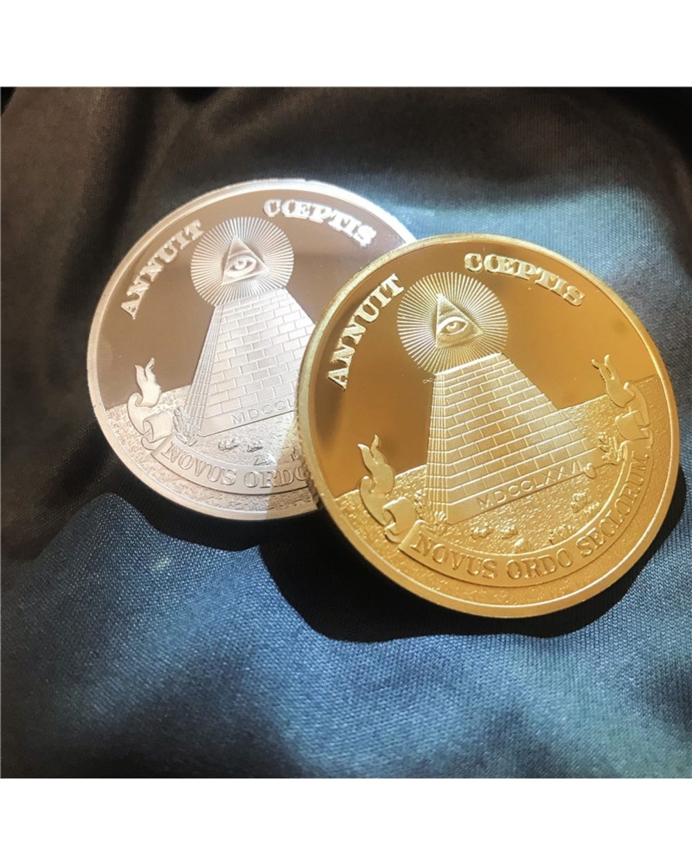 Masonic Challenge Coins US Dollar with Pyramid All-seeing Eye front-0
