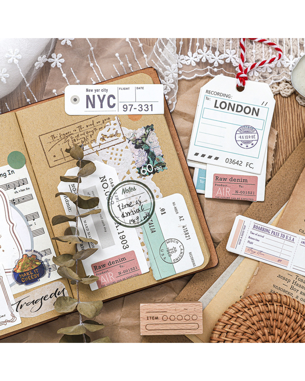 Dimi 30 Pcs Vintage Ticket Note Paper Creative Memo Label Sticky Notes For Scrapbooking Journal Diary Office School Sta front-1