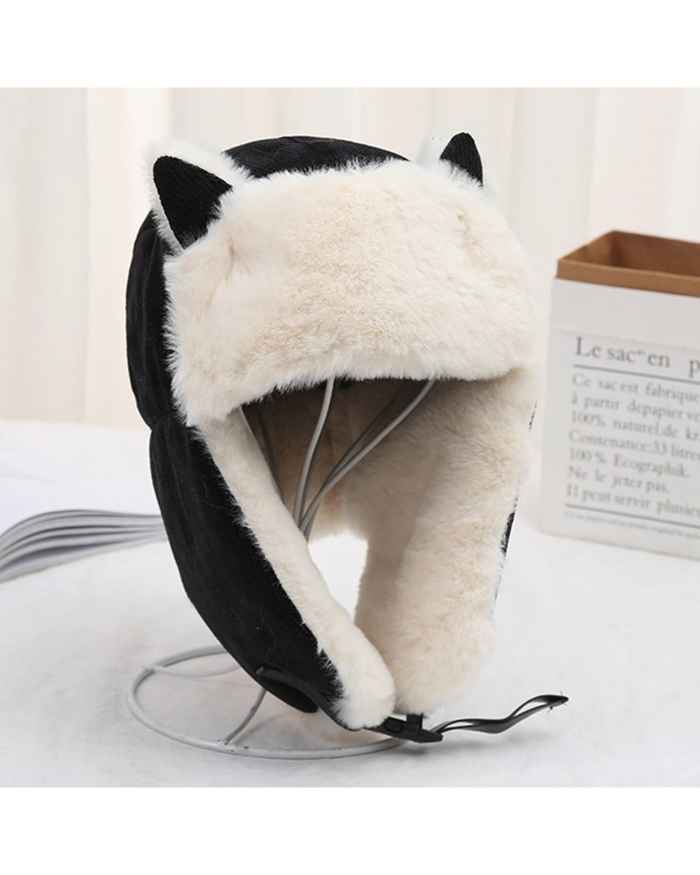 Women Warm Earmuffs Thicken Ear-Flapped Hat Winter Cold-Proof Warm Cotton Hat Cat Ears Cap 2022 Winter Russian Hat front-5