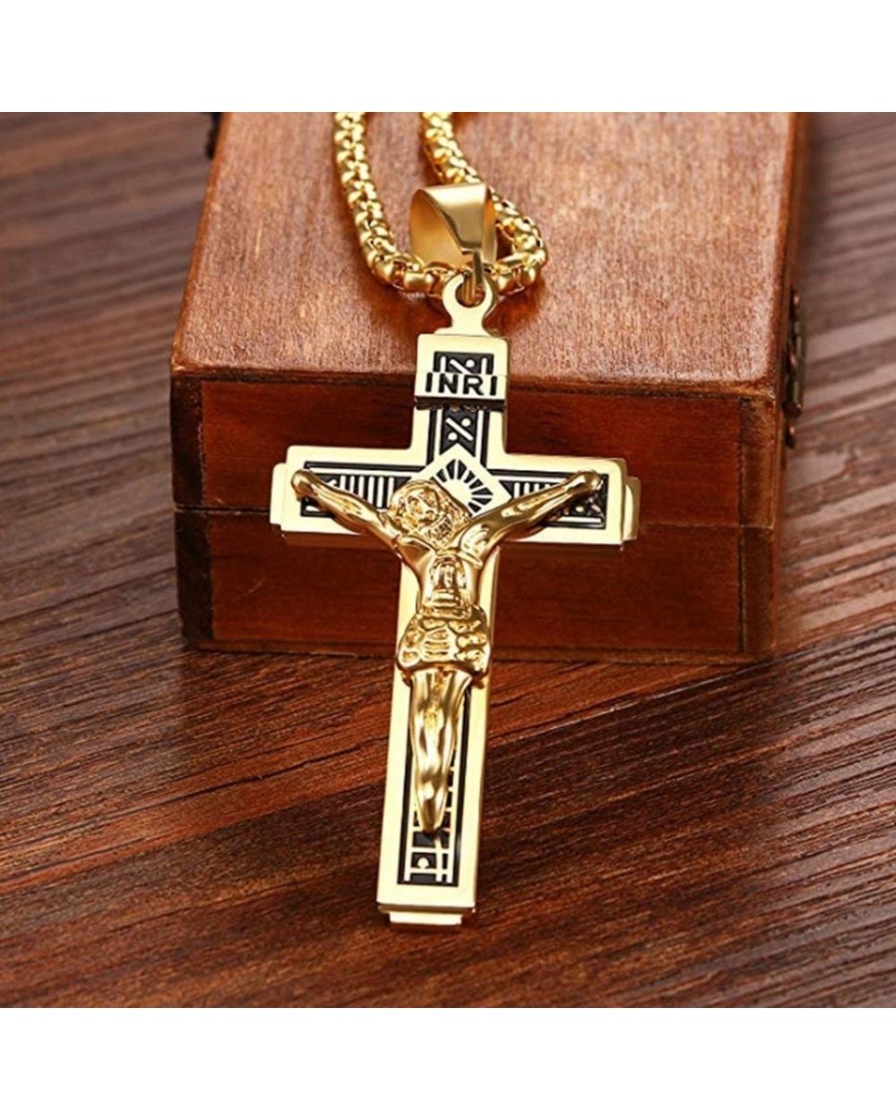 Jesus Cross Necklace For Men front-1