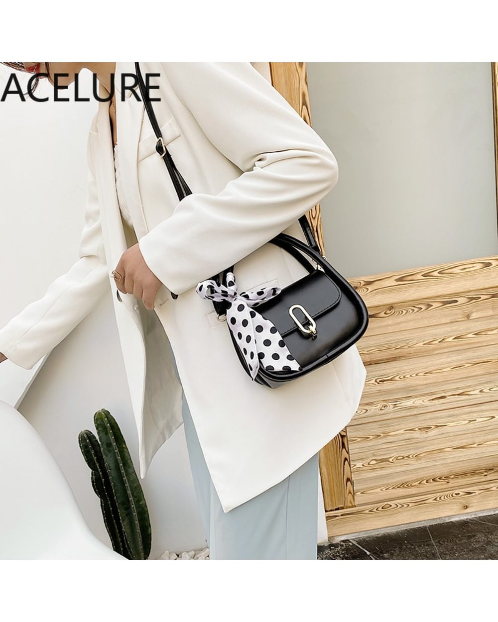 ACELURE Solid Color Soft PU Leather Small Shoulder Crossbody Bags for Women Elegant Ladies Cover Messenger Bags front-0
