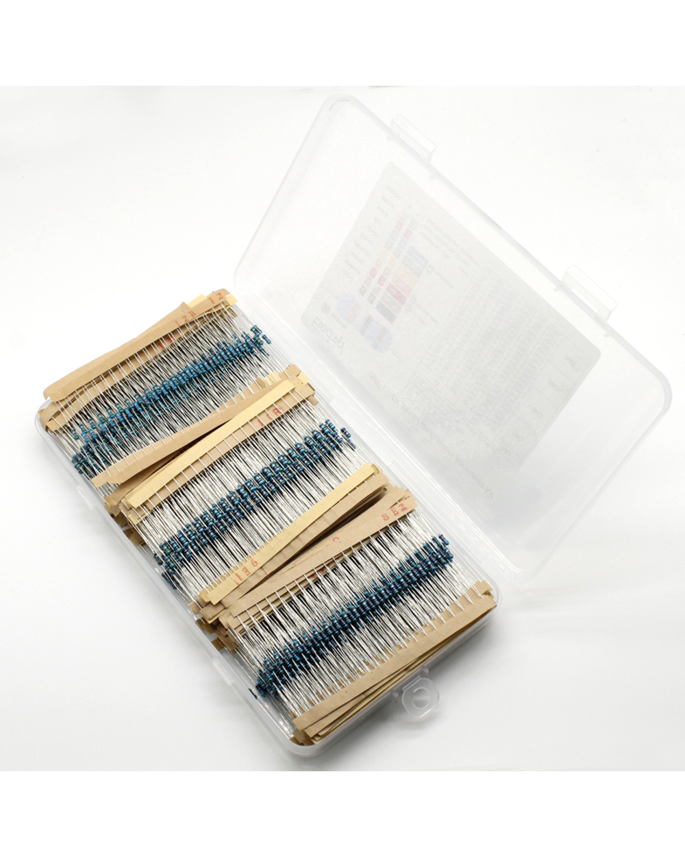 2600Pcs/Lot 130 Values 1/4W 0.25W 1% Metal Film Resistors Assorted Pack Kit Set Lot Resistors Assortment Kits Fixed Res front-3