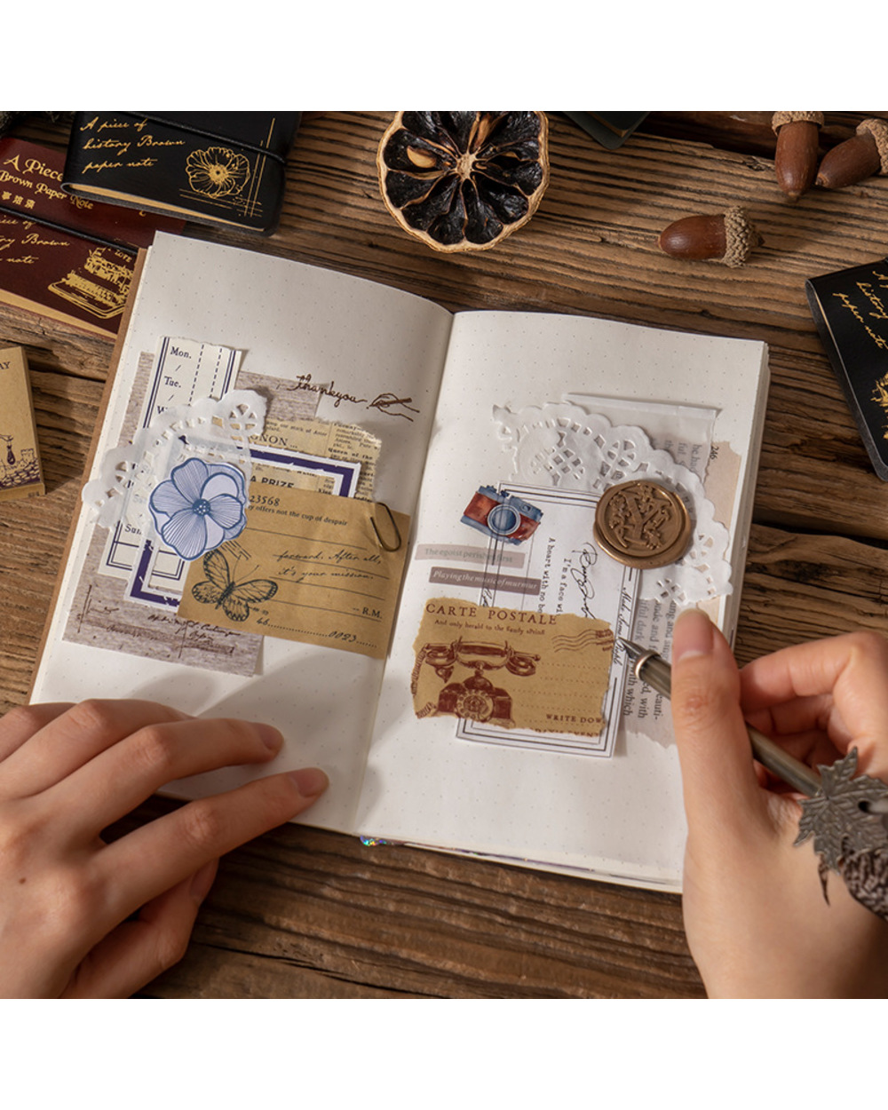 50 Sheets Vintage Past Events Writable Leather Cover Memo Pad For Taking Notes Planners Reminders front-3