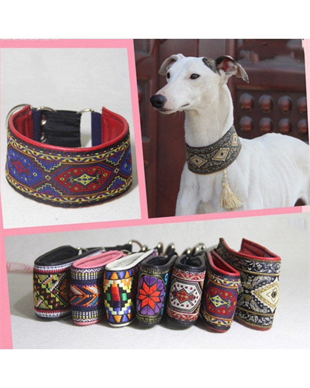 Sheepskin Material Dog Collar Large Medium and Small Dog Collar Greyhound Greyhound Small Dog Ethnic Leather Collar front-0