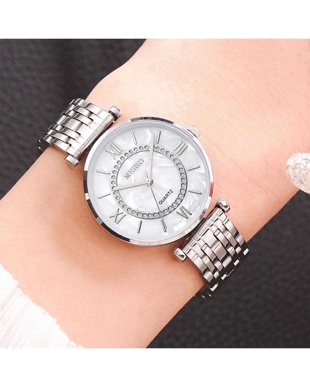 Luxury Crystal Women Bracelet Watches Top Brand Fashion Diamond Ladies Quartz Watch Steel Female Wristwatch Montre Femm front-2