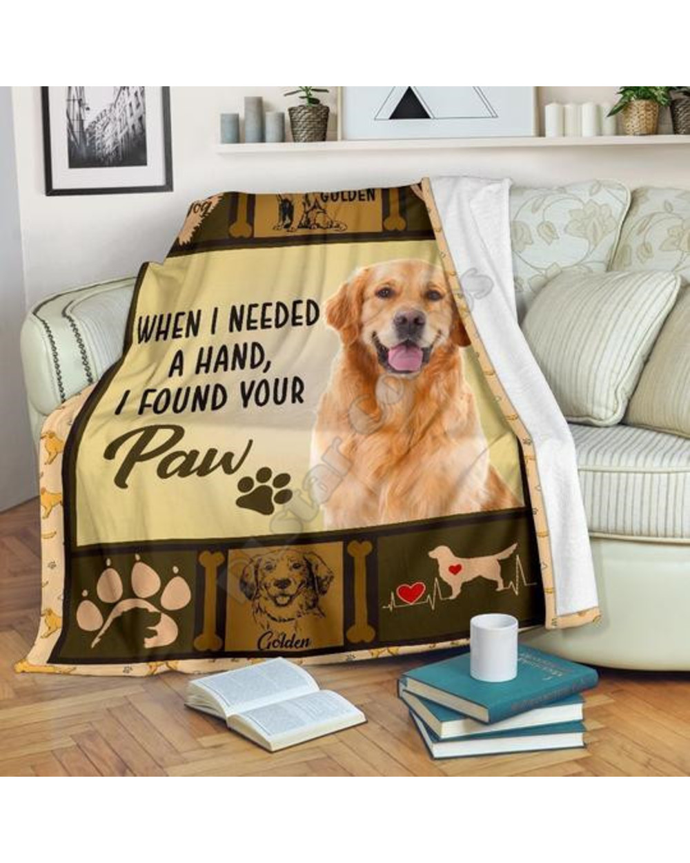 Golden Retriever Sherpa Fleece Blanket front-0