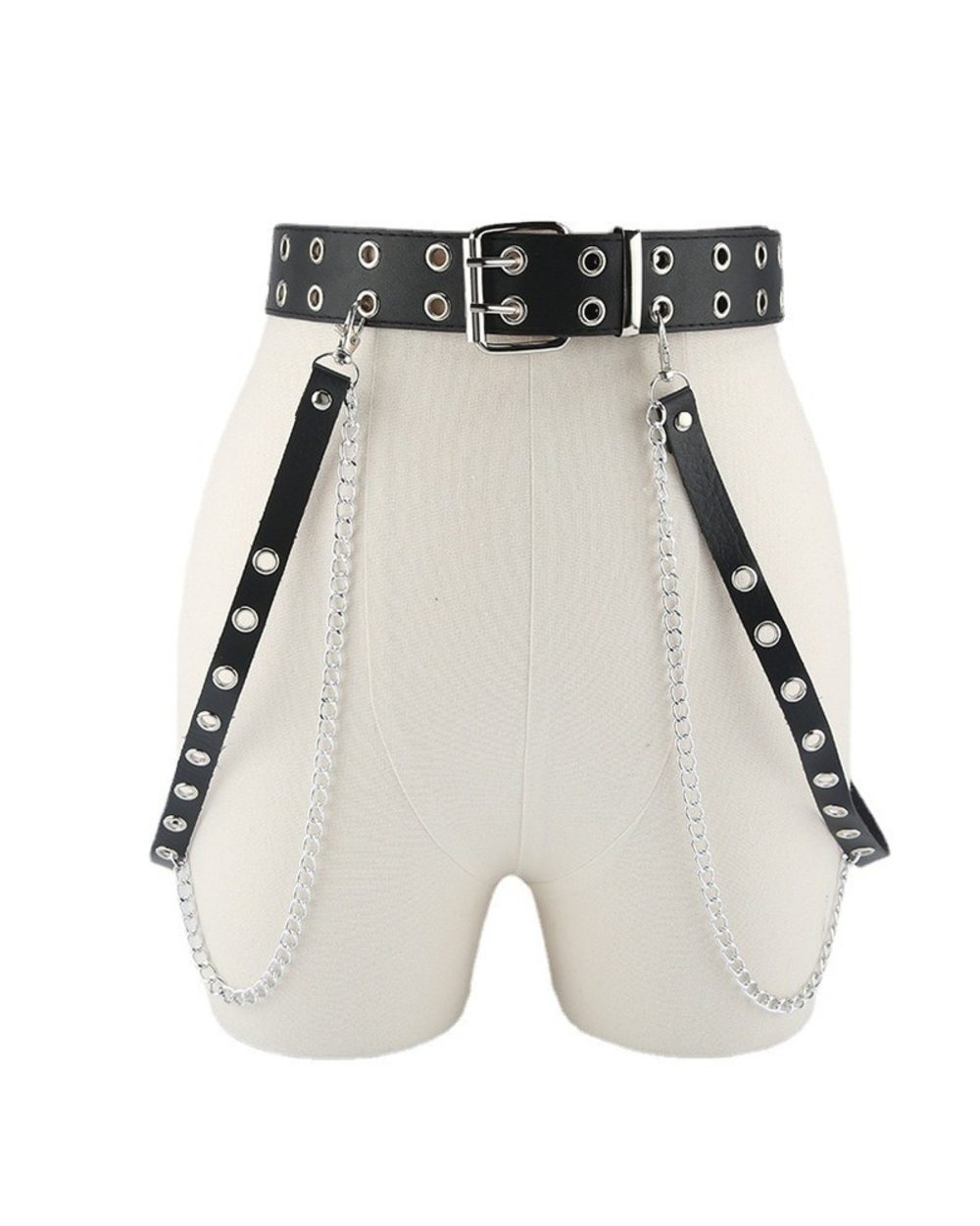 Harajuku Dark Girl Punk Gothic Style Double-Breasted Buttonhole Single-Breasted Buttonhole Belt Decoration Jk Waist Cha front-4