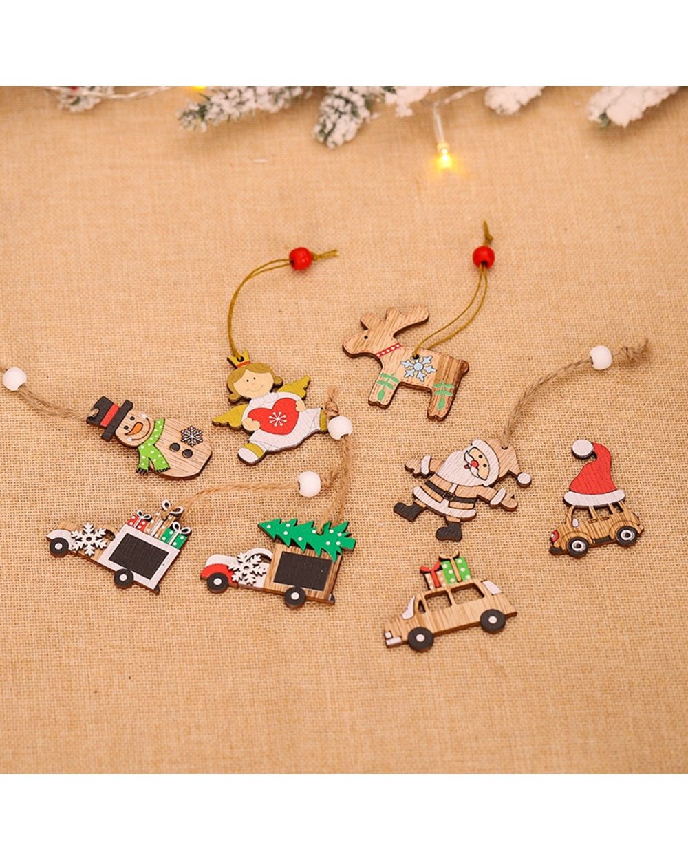 12Pcs Navidad 2021 Christmas Tree Decorations New Year 2022 Craft Wooden Ornaments Christmas Decorations Xmas Noel Gift front-3
