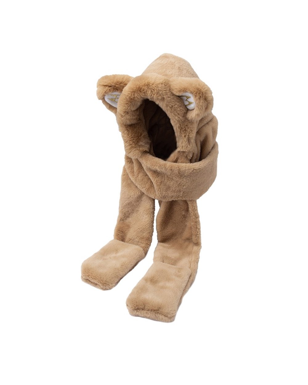 New Women Bear Ear Winter Hat Thicken Plush Warm Windproof Cute Hooded Scarf Thick Warm Soft Ear Balaclava front-5