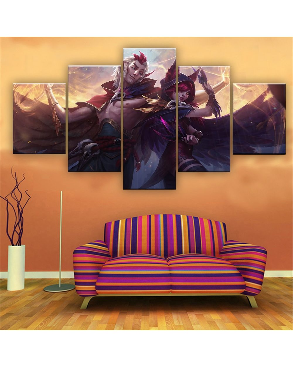 Xayah Rakan Picture Print Game 5 Panel Canvas Art Wall Decor front-0