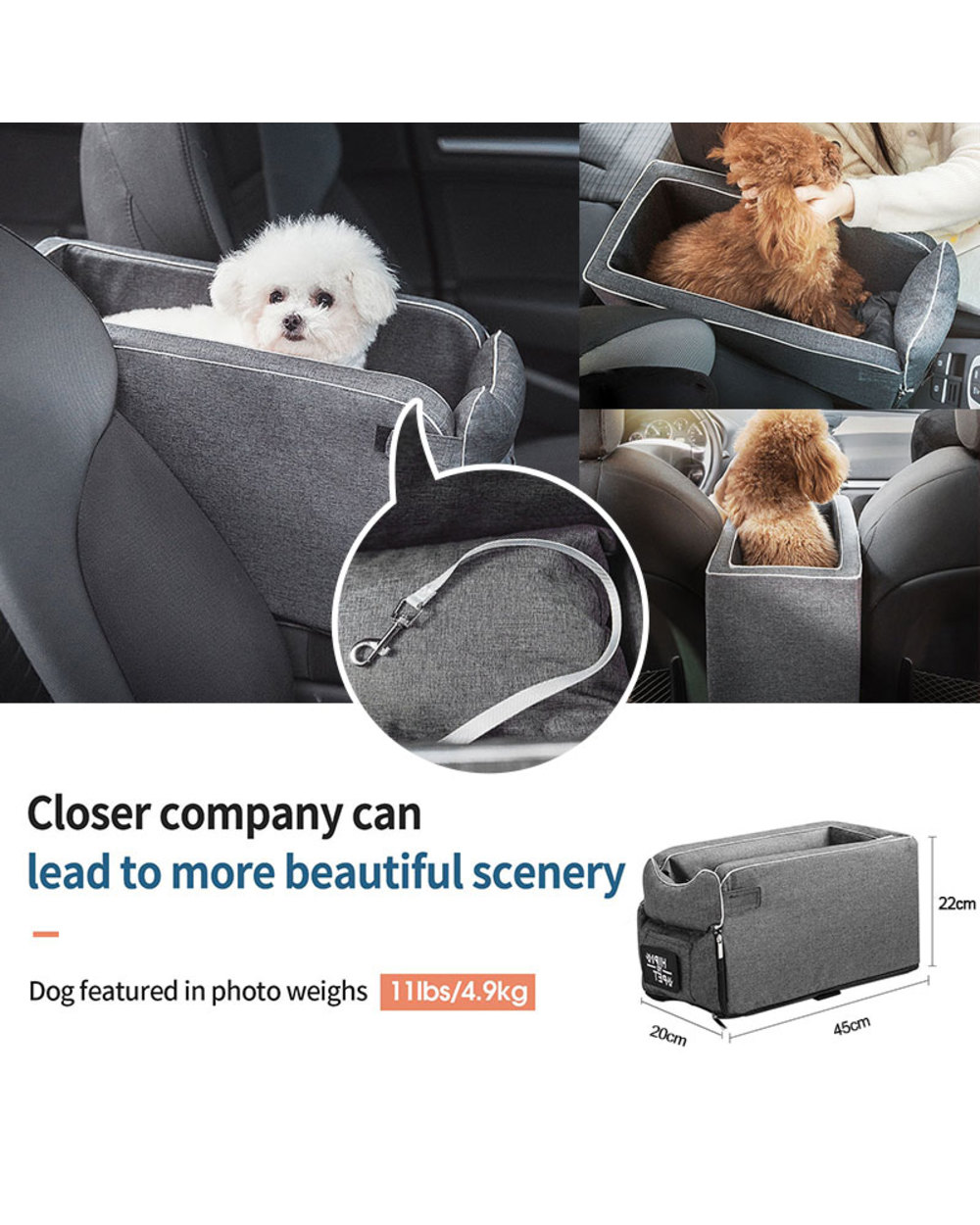 Portable Car Safety Pet Seat Cat Dog Bed Travel Central Control front-1