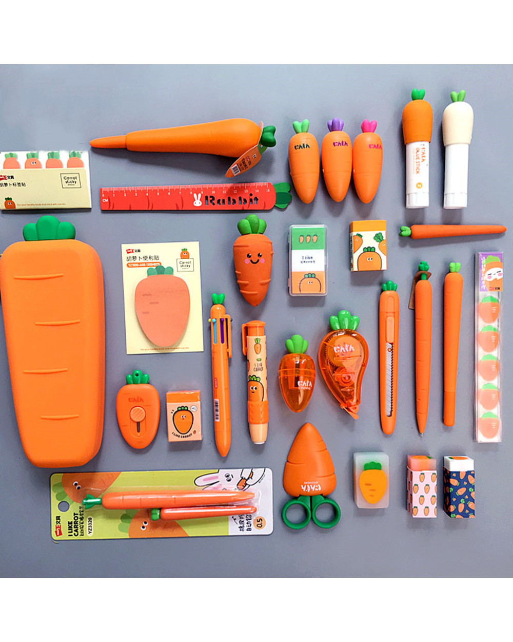 Sharkbang Creative Carrot Series Silicone Soft Pencil Case Penholder Organizer Bag Kawaii Stationery Set Kids Birthday front-0