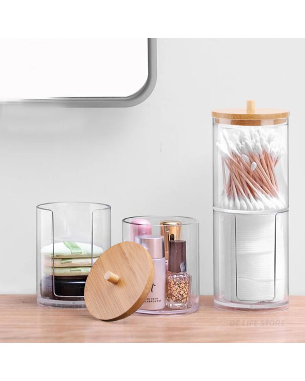 Makeup Cotton Pad Organizer Bathroom Storage Box front-4