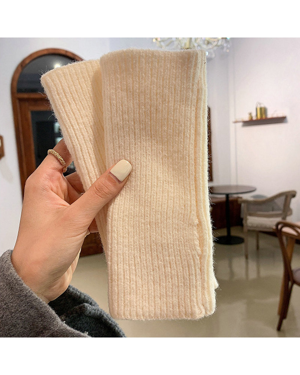 Half Finger Gloves Handschoenen For Women Winter Soft Warm Wool Knitting Arm Short Warm Fingerless Mittens Unisex front-5