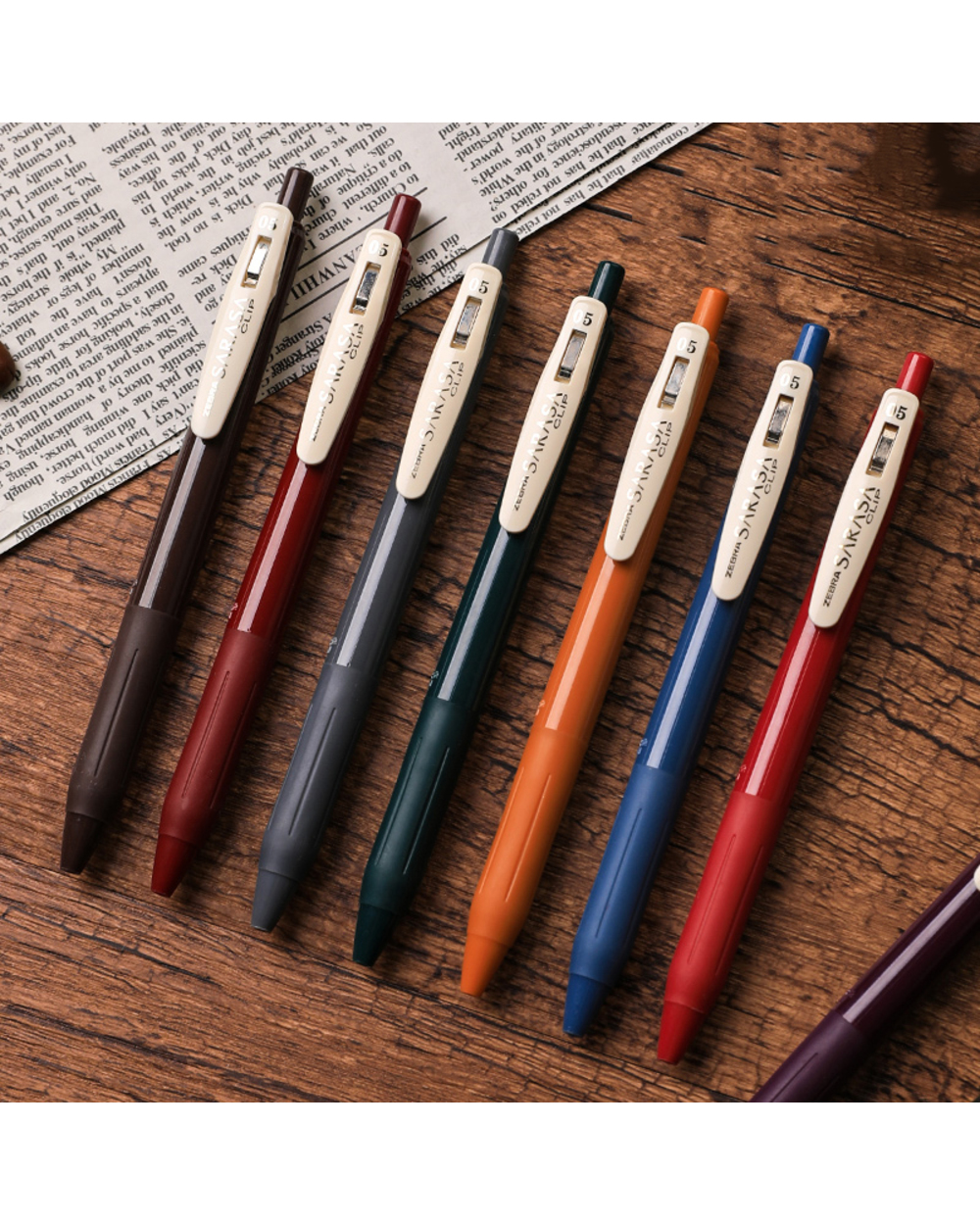 Zebra Retro Gel Pens Colored Ink 0.5Mm Sarasa Clip Retractable Vintage Gel Ink Pen For Journaling Planner Drawing Doodl front-2