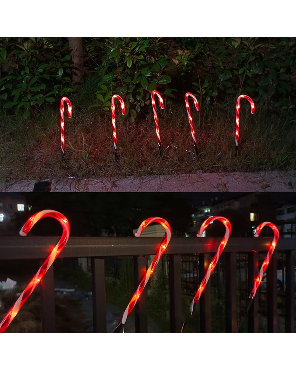 5Pcs New Year Christmas Decoration Solar LED Lights Christmas Candy Cane Lights Lawn Lamp Outdoor Ground Lighting Decor front-1