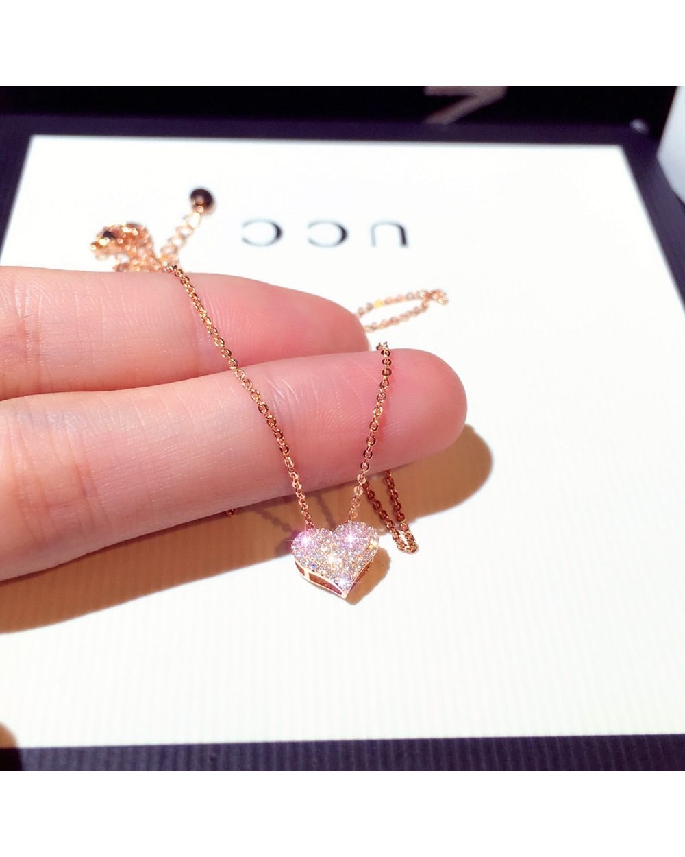 Luxury Zircon Love Heart Shape Necklace front-4