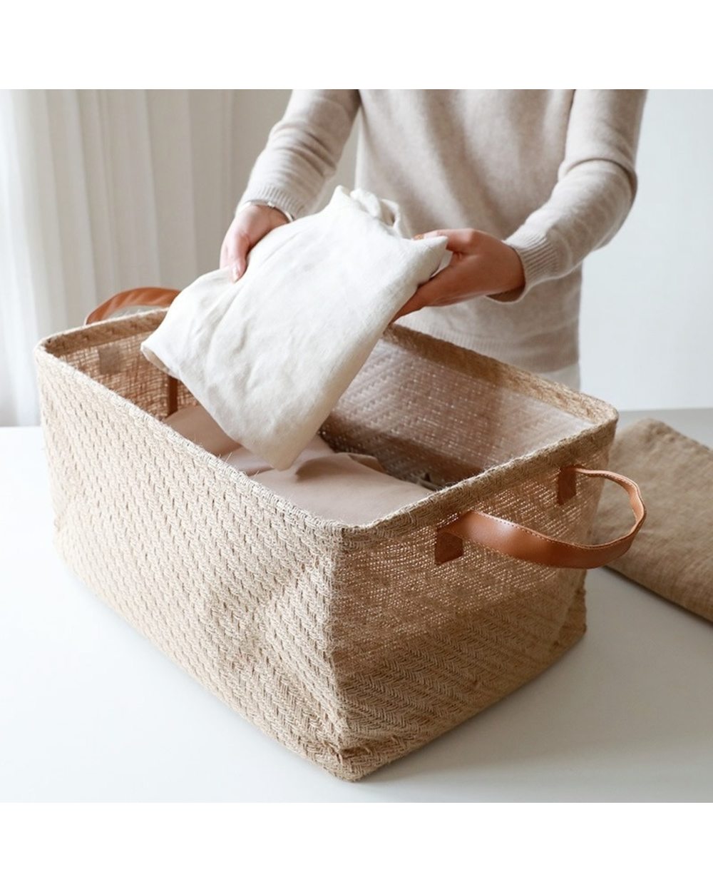 Eco Friendly Rectangular Jute Storage Baskets front-2