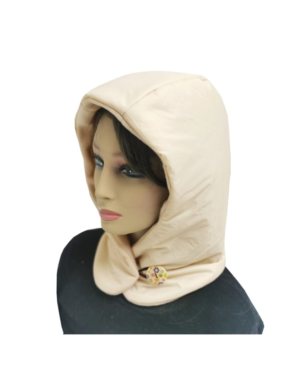 Fashion Ultralight Outdoor Down Hat Women Waterproof Light Winter Puff Neck Warm Windproof Hood Ear Covering Cap front-5