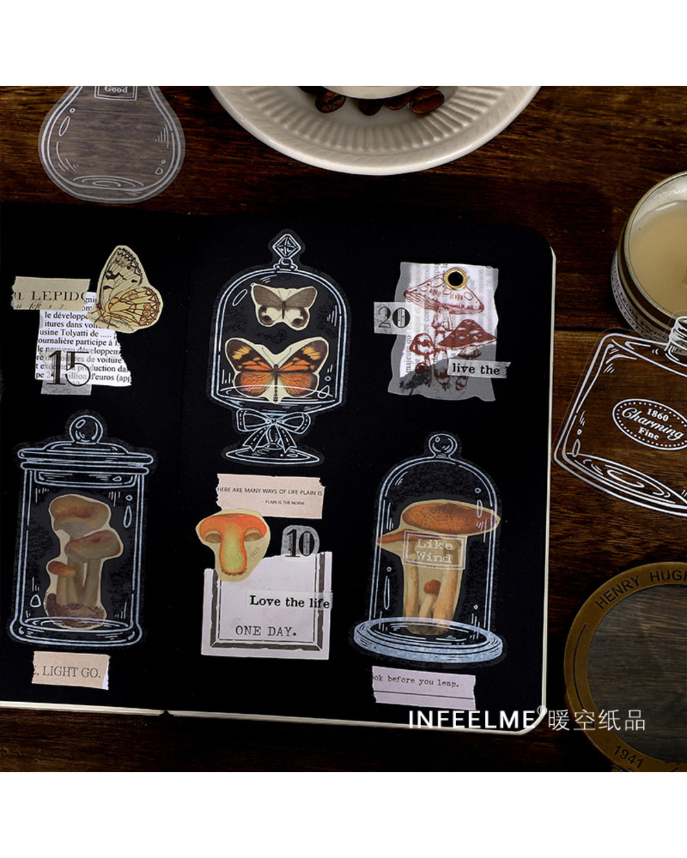 20 Pcs/Pack Glass Bottle Decorative Transparent Stickers Scrapbooking Label Diary Stationery Album Phone Journal Planner front-3