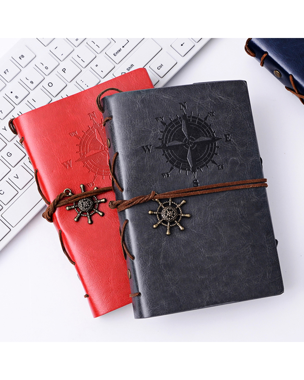 Vintage Notebook Retro Notepad Pirate Anchors Traveler Journal Pu Cover Book Replaceable Diary Stationery Gifts School front-3