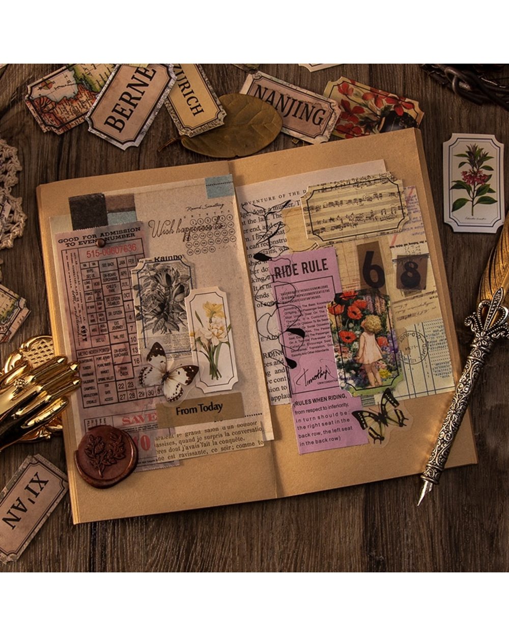 30 Pcs Vintage Ticket Sticker Label YEARS CORRIDOR Series Collage Decoration Stationery Diary Scrapbooking DIY Material front-4