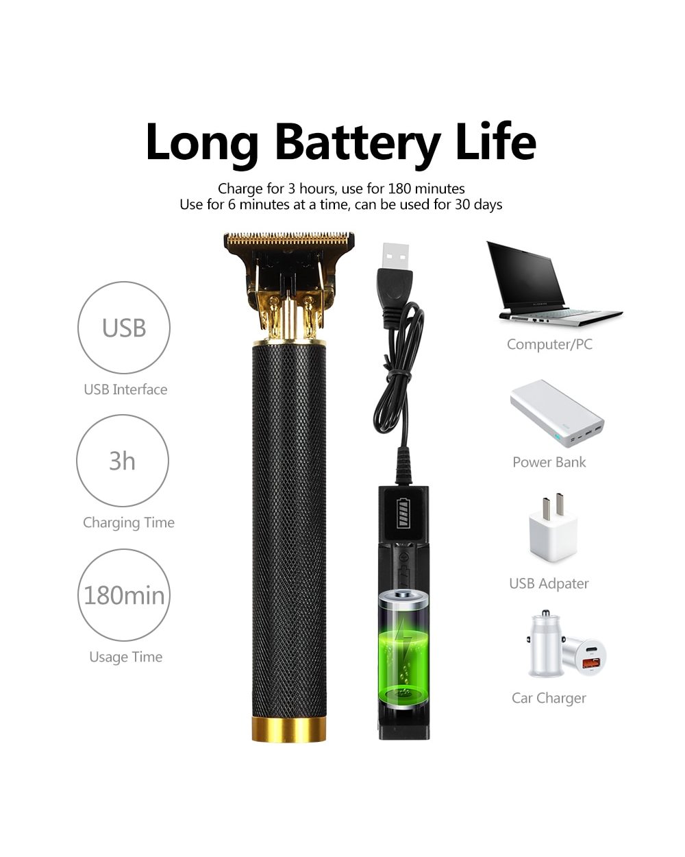 T9 0Mm Professional Hair Trimmer For Men Electric Hair Clipper Lithium Hair Cutting Machine For Hair Shaver Beard Barber front-5