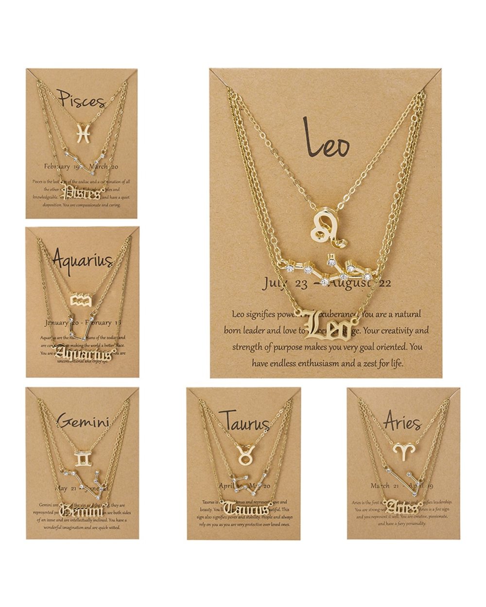 Antique Style Designed 12 Horoscope Necklaces Jewelry Gift front-0