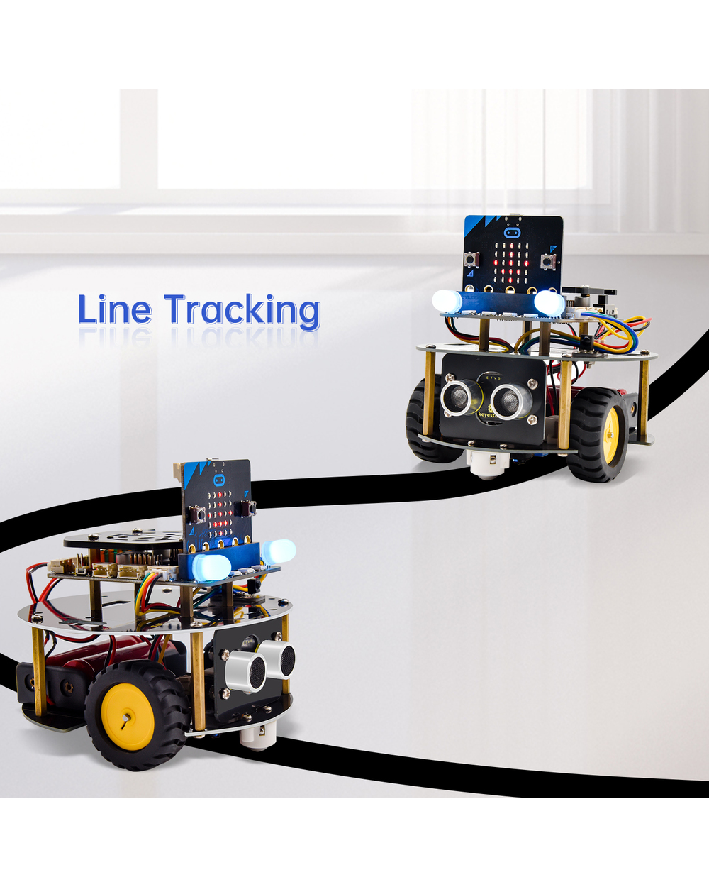 Keyestudio Micro:Bit V2 Robot Car Mini Smart Turtle Robot Kit For Microbit Robot Car Python Programming Stem Electronic front-4
