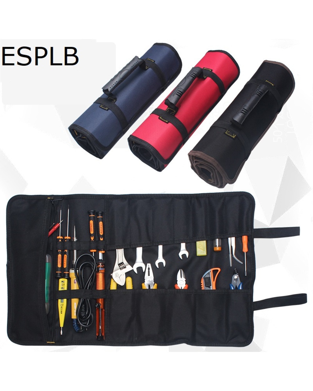 ESPLB Roll Tool Bag Large Wrench Roll Up Portable Pouch Bag 22 Pockets Kit for Electricians Mechanics front-0