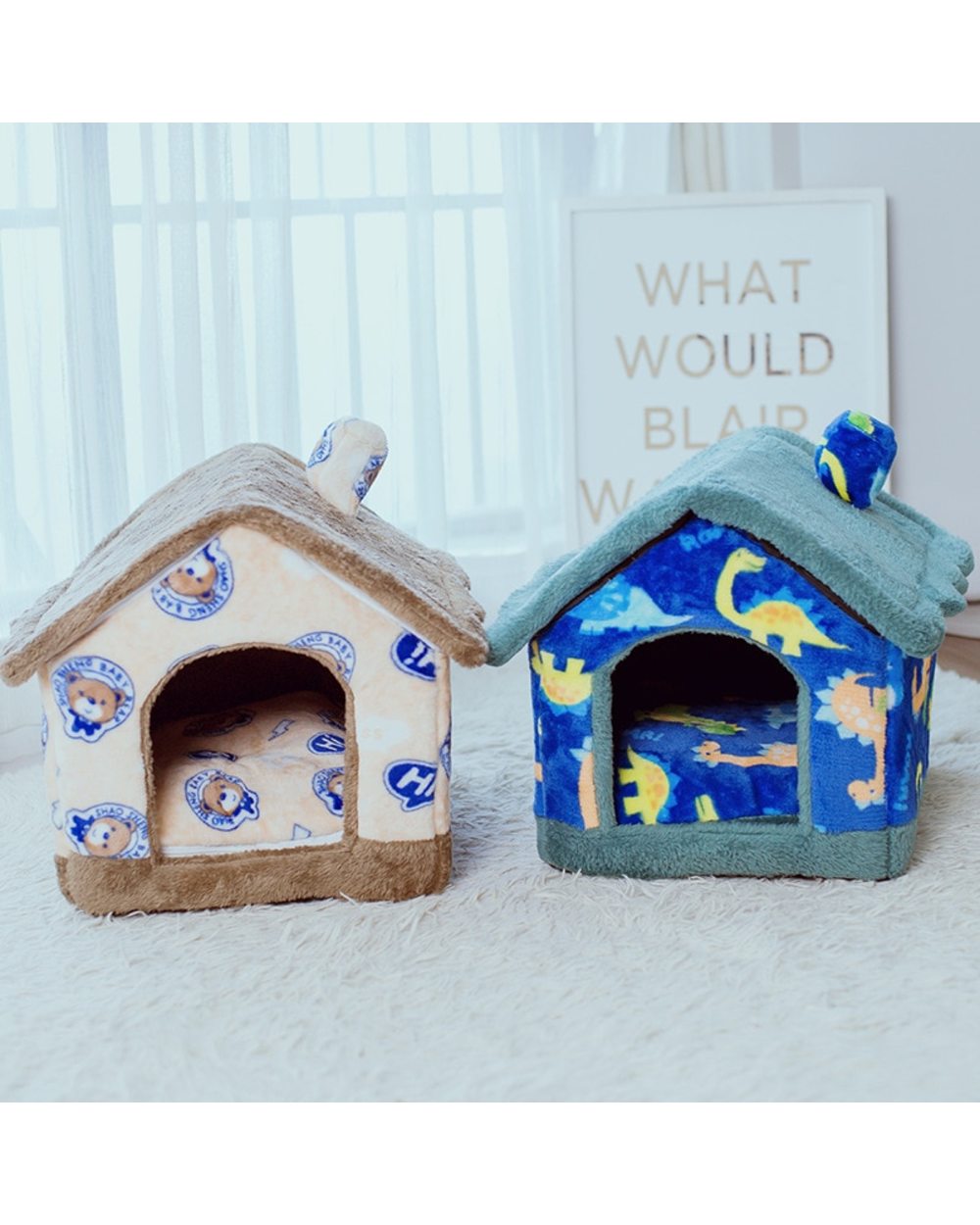 Foldable Dog House Winter Warm Chihuahua Basket for Dogs Christmas Snow Cat House Kennel Puppy Bed Mat front-2