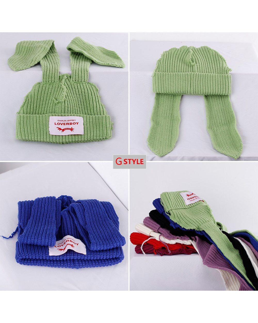 2022 Winter Skullies Cute Women Long Ears Fox Hat Crochet Knitted Hat Costume Beanie Hats Women Christmas Gift Hip-Hop front-4