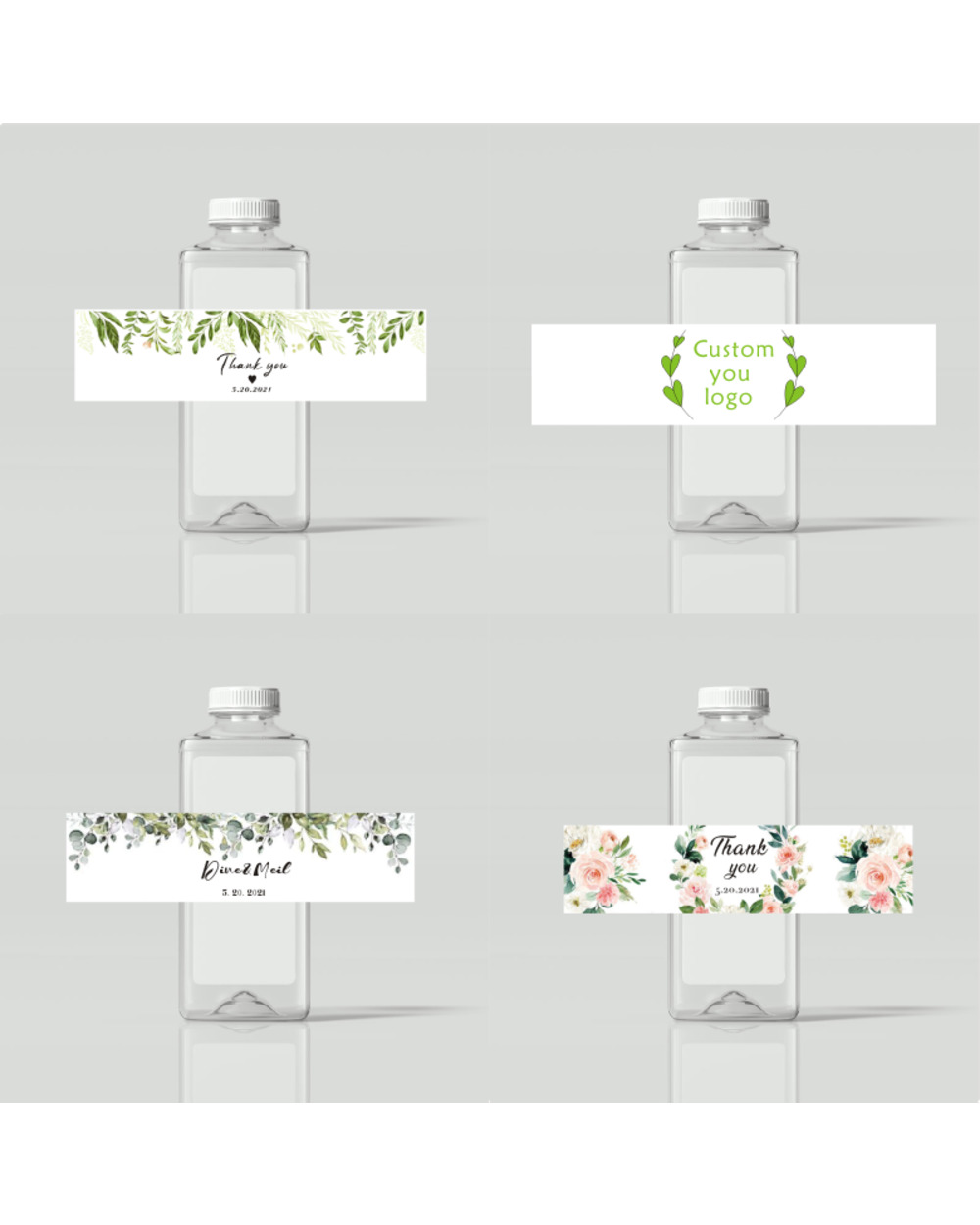 Wedding Water Bottle Label Personalized Sticker Thank You Label Customized Date Picture front-2