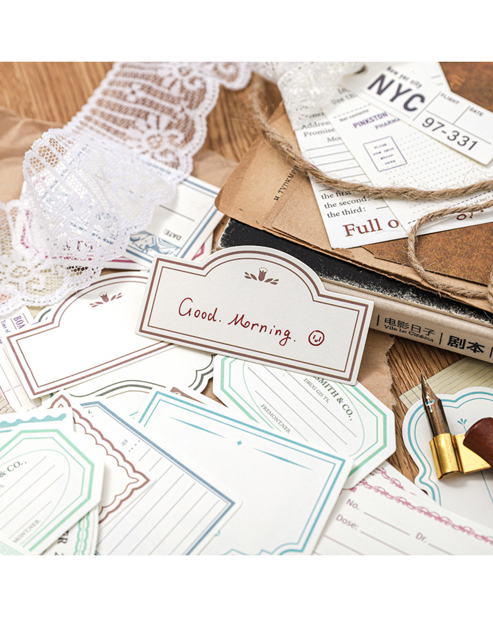 Dimi 30 Pcs Vintage Ticket Note Paper Creative Memo Label Sticky Notes For Scrapbooking Journal Diary Office School Sta front-2