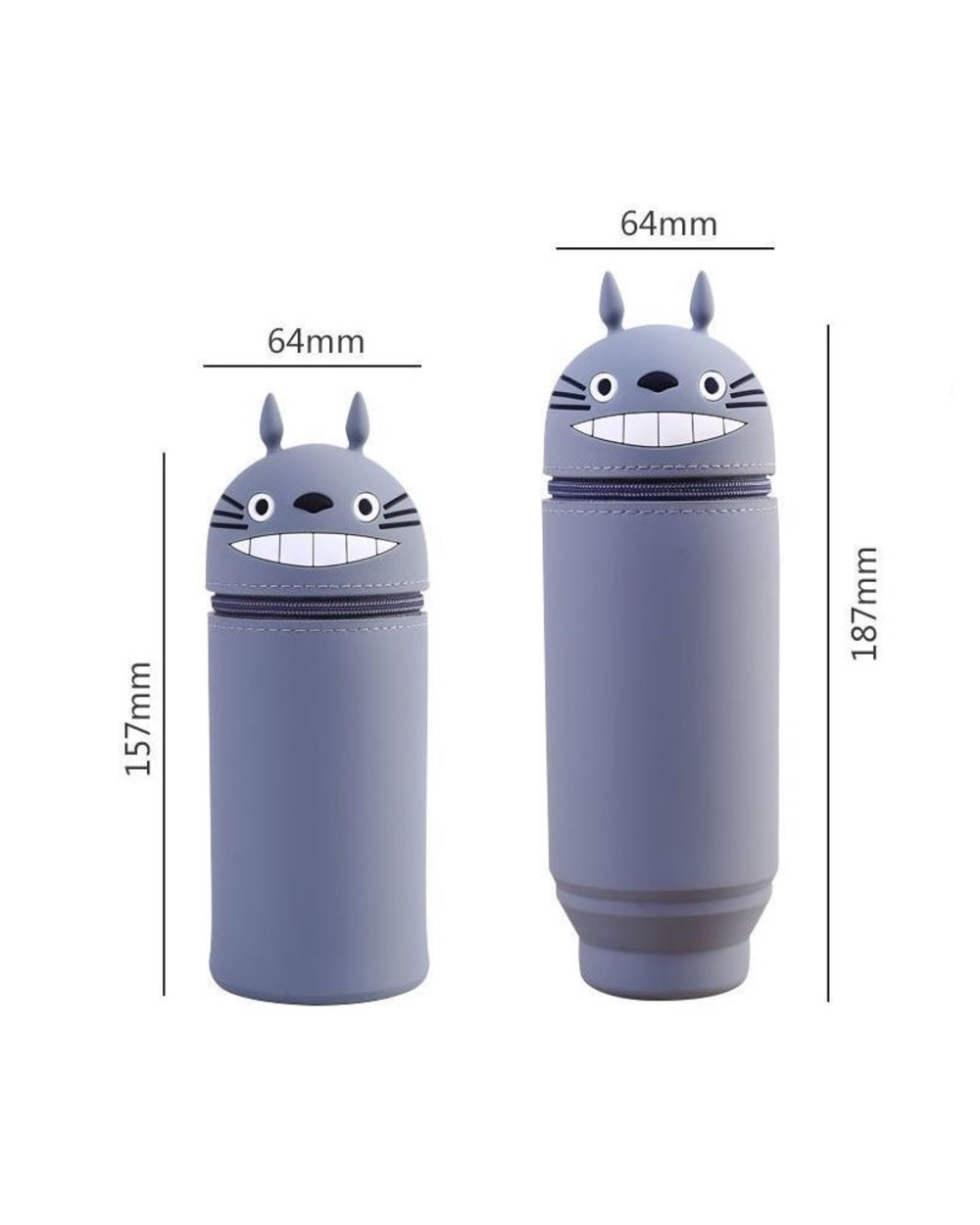 School Pencil Case Kawaii Cute Cat Totoro Stationery Pencil Box Stand Up Pen Case Silicone Trousse Scolaire Pouch Suppl front-2
