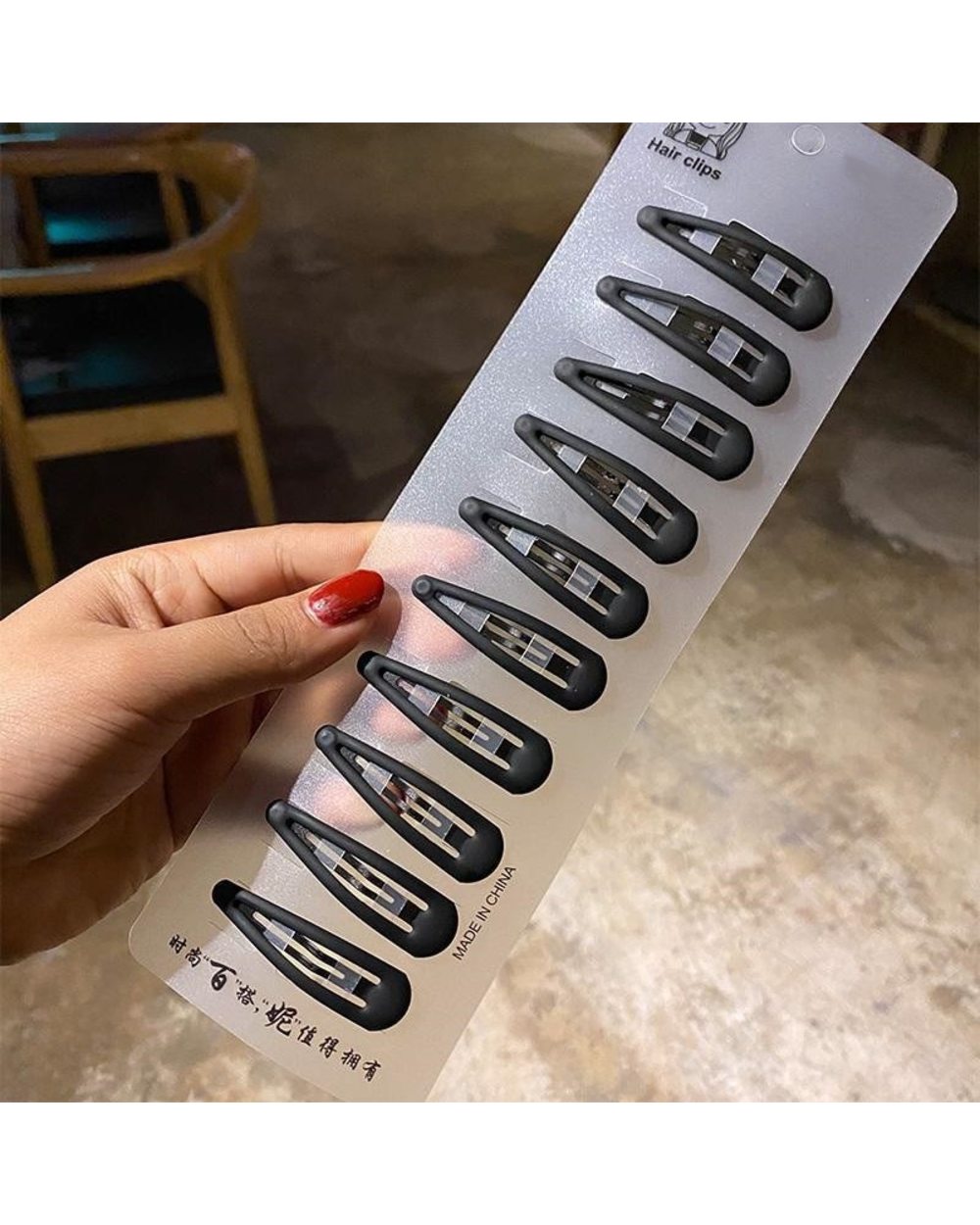10Pcs Korean Matt Black Alloy Hairpin Big Water-Drop Geometric Solid Color Bobby Pin Women Make Up Hair Clip Barrettte front-4