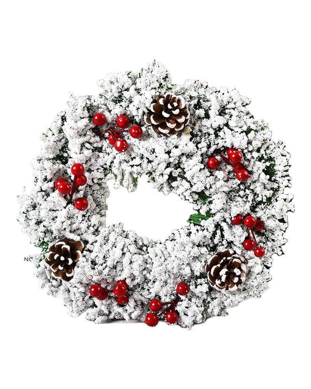 Christmas Wreath Artificial Pinecone Red Berry Garland Hanging Ornaments Front Door Wall Decorations Merry Christmas front-4