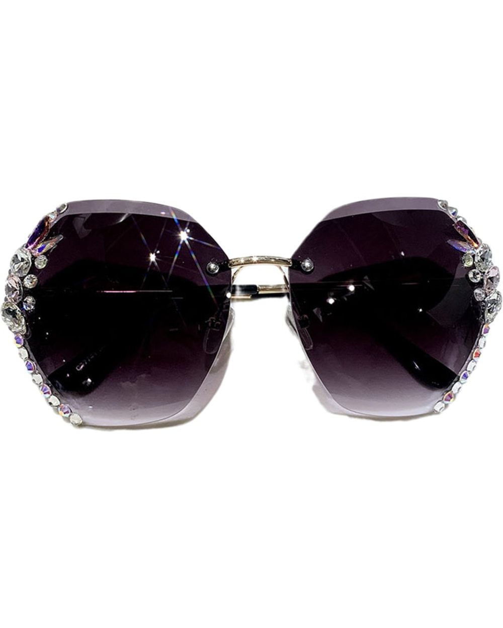 2022Fashion Brand Design Vintage Rimless Rhinestone Sunglasses Women Men Retro Cutting Lens Gradient Sun Glasses UV400 front-3