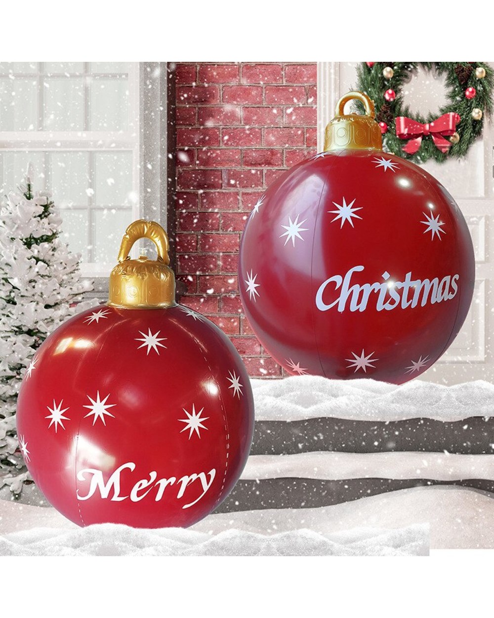 24 Inches Christmas Atmosphere Inflatable Ball Toys Giant Christmas Tree Decorations Outdoor Decorations front-2