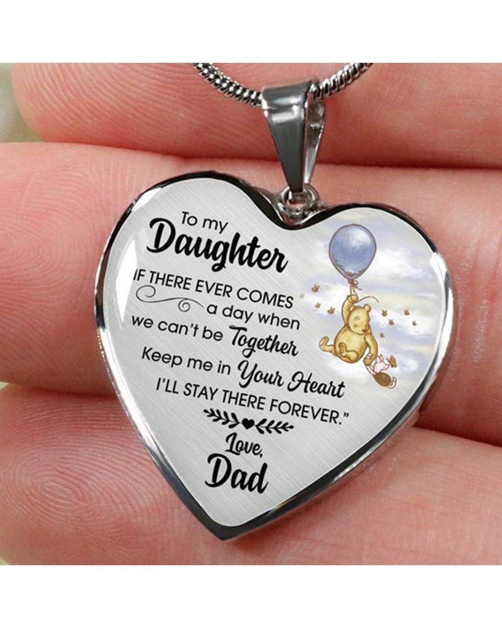 To My Daughter Heart Pendant Necklace Love Dad front-0