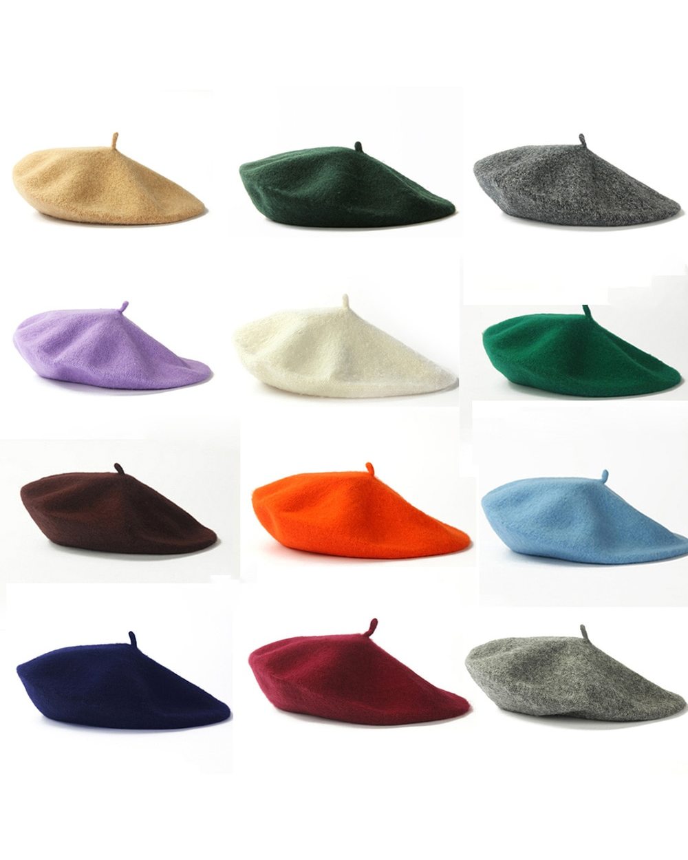 Soild Color Vintage Womens Girls Artist Hats Winter Warm Plain Beret Beanie Hat Simple Fashion Women Caps Head Wear Caps front-0