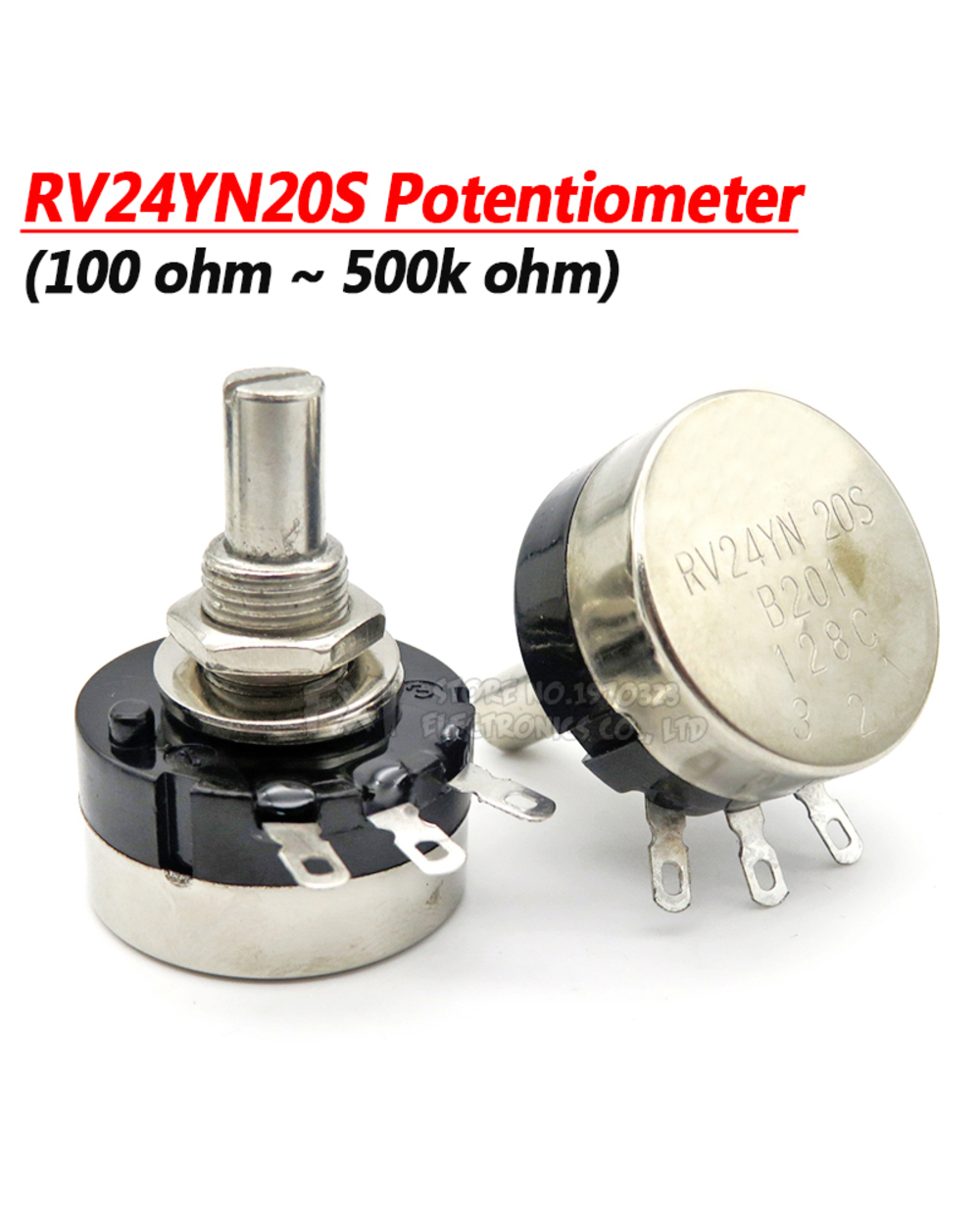 1Set(3Pcs) Rv24yn20s 1K 2K 5K 10K 20K 50K 100K 1M Ohm Single Turn Carbon Film Rotary Taper Potentiometer With A03 Knob front-1