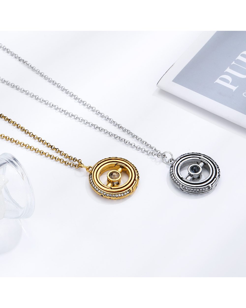 Openable Astronomical Ring Necklace 100 Languages I Love You Necklace for Women Valentine's Day Gift front-4
