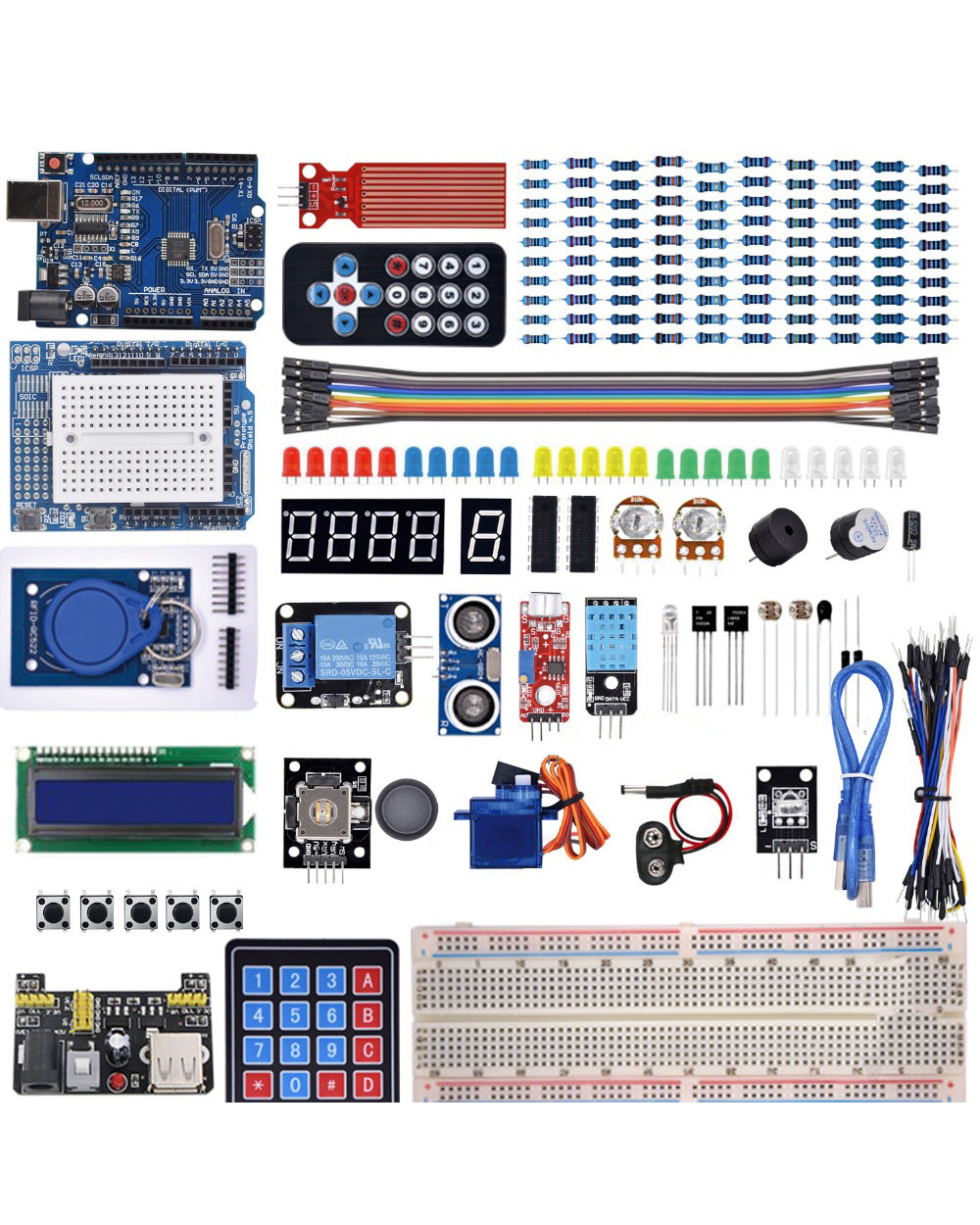 New Upgraded Super Starter Kit For Arduino Uno R3 - Uno R3 Breadboard / Step Motor / Sg90 Servo / 1602 Lcd / Jumper Wire front-1