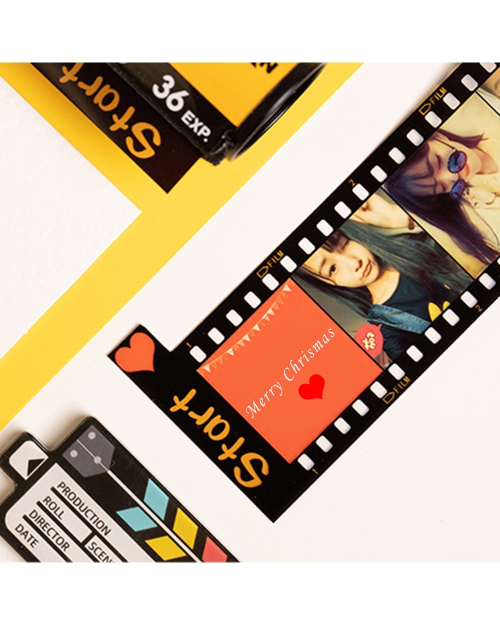 New Customized 10 Pos 2 Texts Memory Film Roll Keychain Diy Custom Album Keyring Personalized Wedding Anniversary Lover front-5