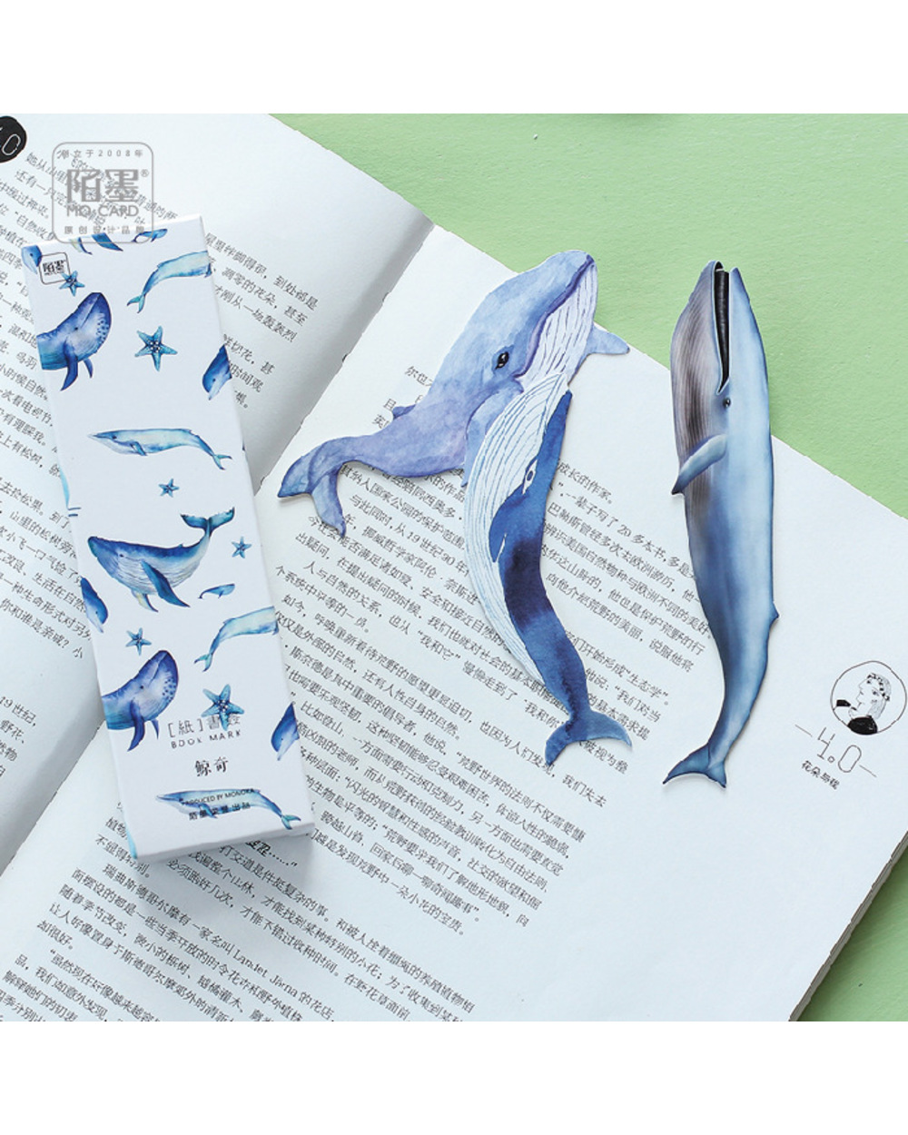 30Pcs/Pack Creative Big Miracle Whale Fish Paper Bookmark Stationery Bookmarks Book Holder Message Card School Supplies front-1