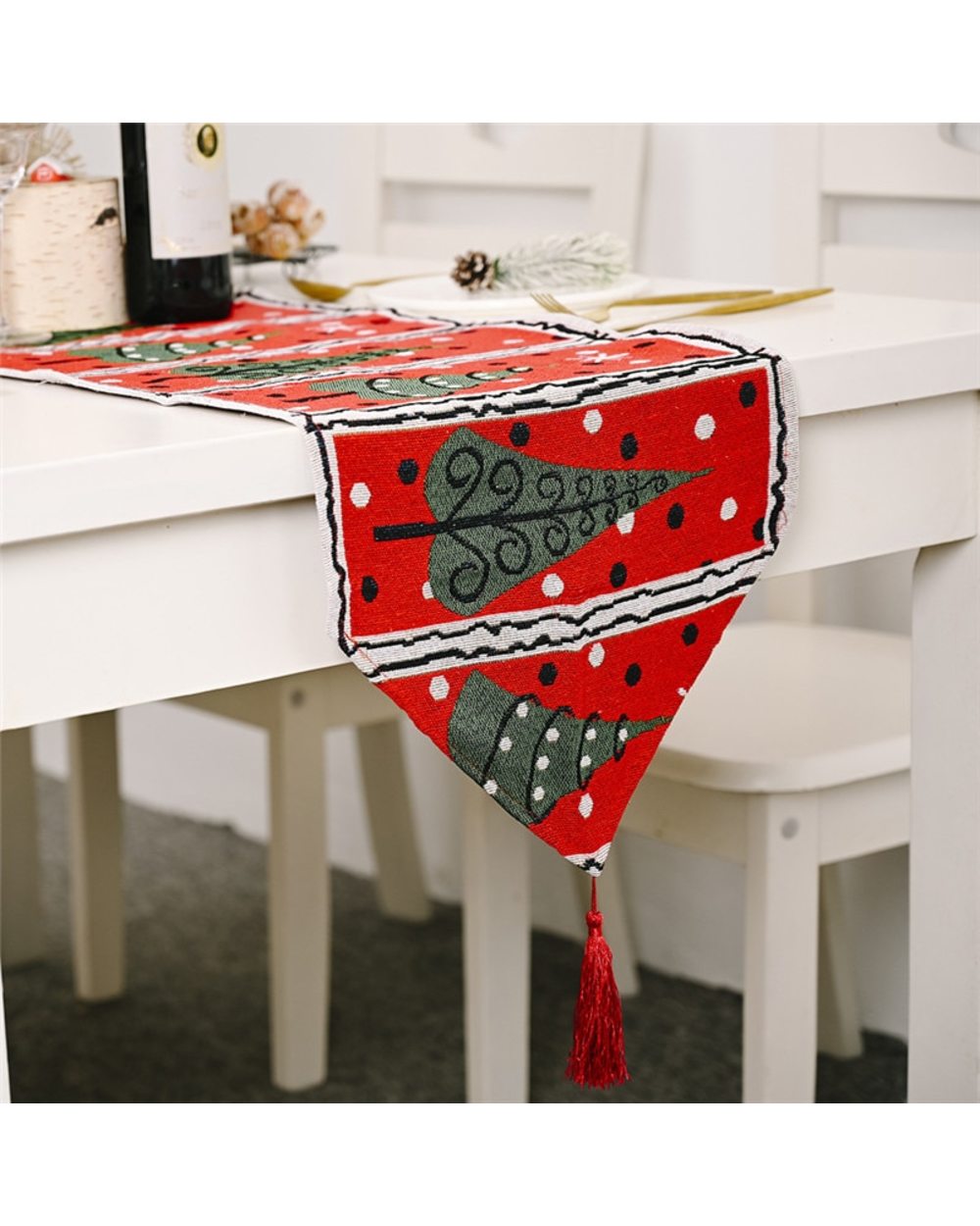 Christmas Gift Elk Snowman Table Runner Merry Christmas Decoration for Home 2021 Xmas Ornaments New Year's Decor 2022 front-2